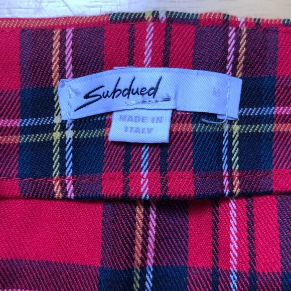 Subdued Tartan Button Front Red Black Willow Blue made in Italy - Picture 5 of 7